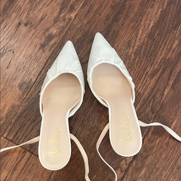 Lulu's White Satin Pointed Toe Heels - Picture 4 of 4
